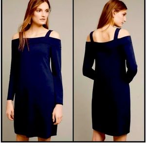 Anthropologie- Bailey/44 Navy Dress Size Petite L, cold shoulder w/ 3/4 sleeve